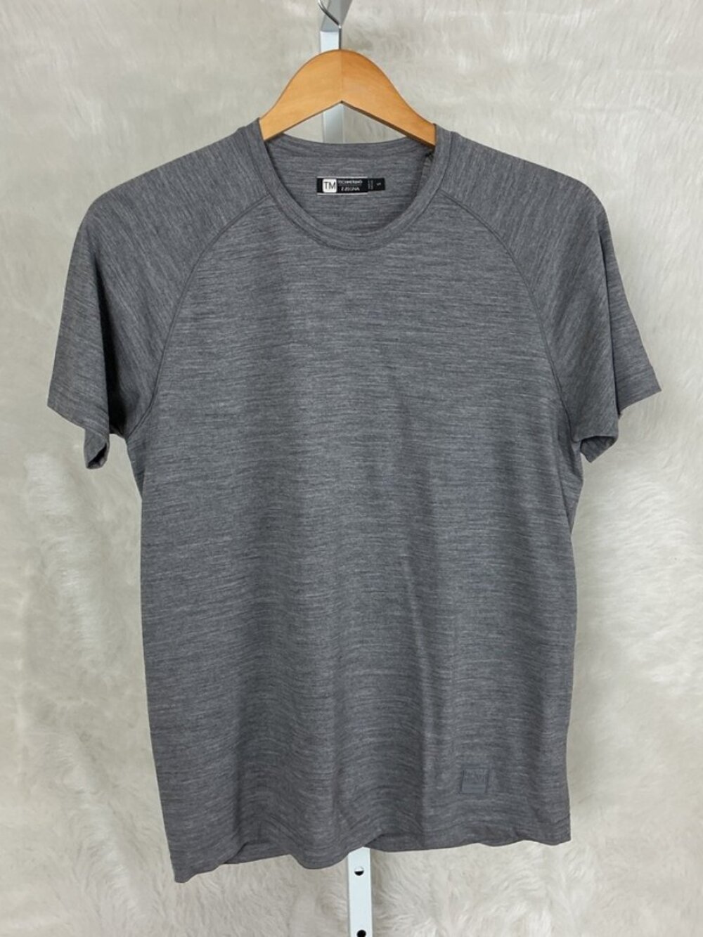 Z Zegna  Techmerino Heather Gray Short Sleeve Zipper Pocket Tee S
